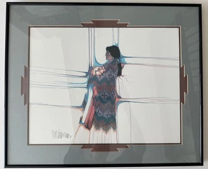 IMPRESIÓN ARTÍSTICA Firmado a Mano Serie Amado M Peña Colcha Elegante Enmarcado Mate Años 80 - Imagen 1 de 8