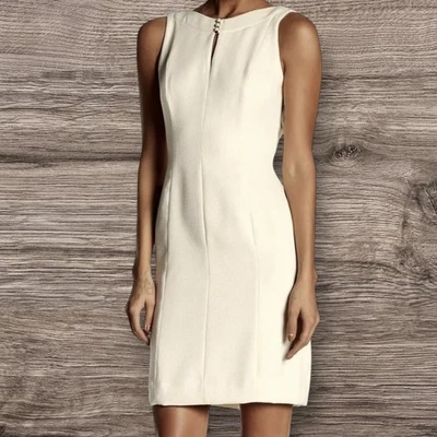 Vestido para mujer TAHARI ASL funda metálica sin mangas marfil ~ talla 6 ~ nuevo con etiquetas Foto 1 de 4