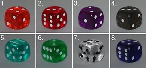 Würfel-Dice: W6 - Augen - transparent - Gesellschaftsspiel - Brettspiel - Neu - Picture 1 of 1
