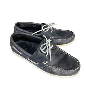 Brooks Brothers Boat Shoes Mens 8.5D Blue Leather Slip-On Loafers Deck Shoes