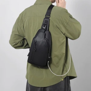 Sling Bag Crossbody Backpack Bag Men Waterproof Chest Bag with USB Charging Port - Picture 1 of 28