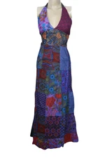 Women's Floral Maxi Dresses Boho Beach Party Multicolor Summer Cotton Dress S/M