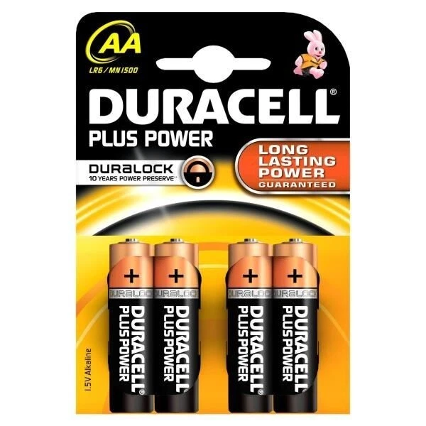 Blister 4 Batterie Duracell AA Stilo 1,5v MN1500 Plus Power
