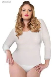 M/L SIZE LEG AVENUE LONG SLEEVE OPAQUE BODYSUIT WITH SNAPS WHITE PC8001 - Picture 1 of 1