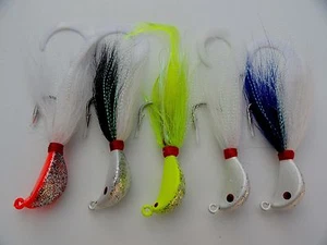 Qty 5 Bucktail Jigs 1oz Fishing Lures - 5 Colors - Picture 1 of 1