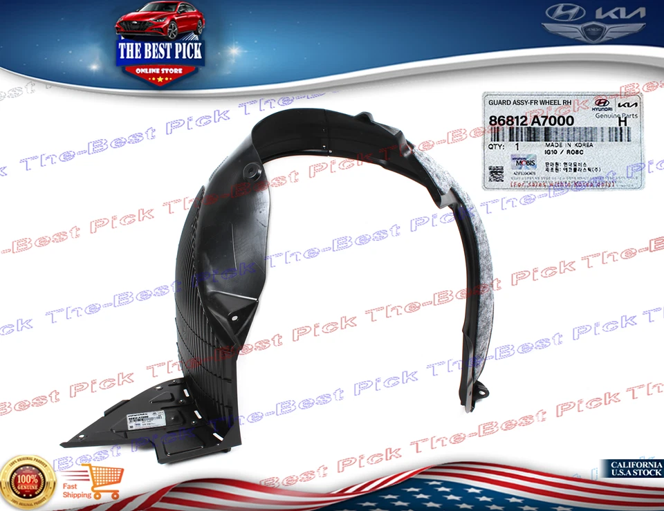 ⭐GENUINE⭐ FRONT WHEEL FENDER LINER RIGHT OEM FOR 2014-2016 KIA FORTE 86812A7000 - Image 1 of 1