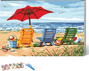 Paint by Numbers for Adults Beginner & Kids Ages 8-12 Framed 9*12 beach framed - Picture 1 of 11