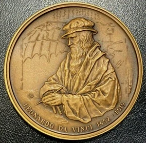 Artist - Scientist / LEONARDO DA VINCI / 1452-1519 / 59 mm / Bronze medal / N133 - Picture 1 of 4