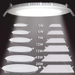 LED Panel Light 3W 6W 9W 12W 15W 18W 24W Round Recessed Ceiling Down Lights - Picture 1 of 20