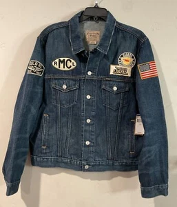 Giacca da camionista Polo Ralph Lauren Uomo Riders Association patch denim taglia L nuova con etichette - Foto 1 di 11