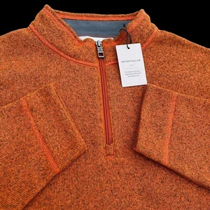 Peter Millar Crown Fleece Quarter Zip Pullover Sweater Squash Orange Large $158 - Picture 1 of 10