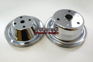 Cromo SBC Bloque Pequeño Chevy Bomba de Agua Larga Manivela Polea Única 1 Ranura LWP - Imagen 1 de 2