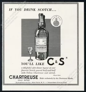 1952 Chartreuse Likörflasche & Glaskunst Vintage Druck Anzeige - Bild 1 von 7