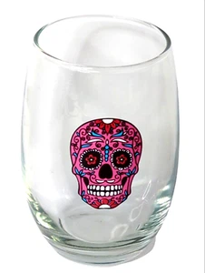 Day of The Dead Dia De Los Muertos 15 FL OZ Tumbler Wine Glass Sugar Skull - Picture 1 of 3
