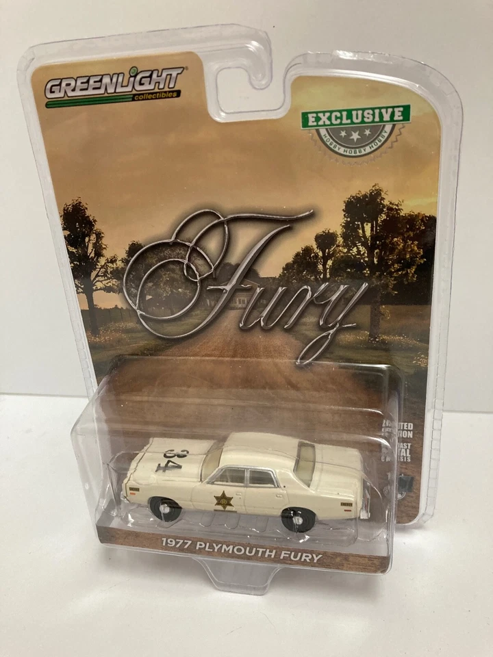 1977 Plymouth Fury Crème #34 Riverton Shérif 1/64 Voiture Miniature Greenlight - Photo 1/1