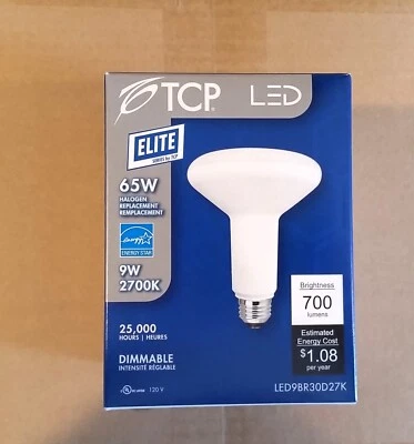 TCP LED9BR30D27K 9W BR30 2700K Dimmable LED Flood Light Bulb 650 Lumen - Image 1 of 4