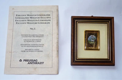 Lithographie Miniature Monde De la Mine feuille d'or 23 Ct + certificat tbe - Photo 1/3