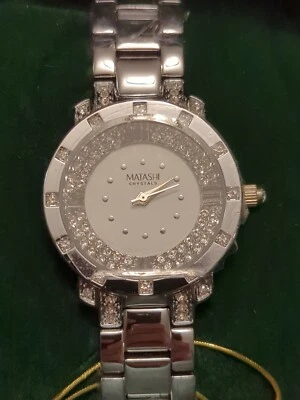 Matashi Crystal 18K White Gold Plated Women's Watch NEW - Image 1 of 3