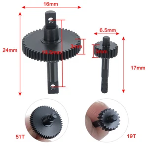 Steel 51T 19T Gearbox Gear Transmission Box Gear for 1/24 Axial SCX24 RC Crawler - Picture 1 of 6