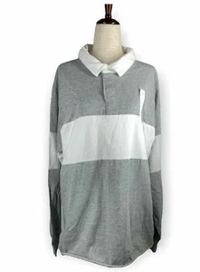 Unisex Long Sleeve Oversized Rugby Polo T-Shirt - Wild Fable Gray Striped Small - Picture 1 of 12