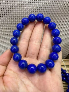 11.5mm Natural Royal Blue Lapis Lazuli Stretch Crystal Beads Bracelet AAAAA - Picture 1 of 8