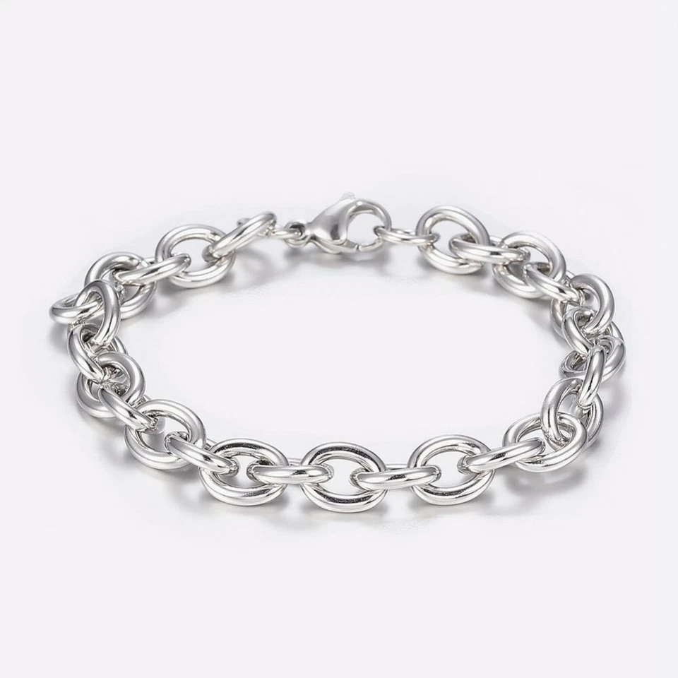 1pz base bracciale in acciaio inox 20cm colore argento scuro bijoux - Immagine 1 di 1