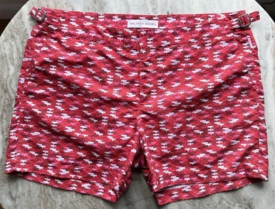BAÑADOR ORLEBAR MARRÓN PATRÓN GEOMÉTRICO ROJO SETTER 36 Foto 1 de 4