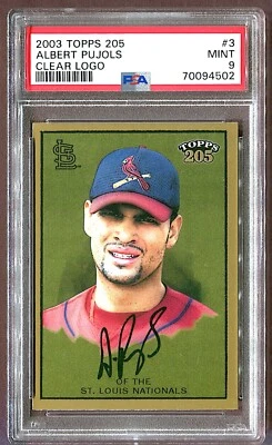 2003 ALBERT PUJOLS PSA 9 MINT #3 TOPPS 205 CLEAR LOGO *NONE GRADED HIGHER* - Image 1 of 2