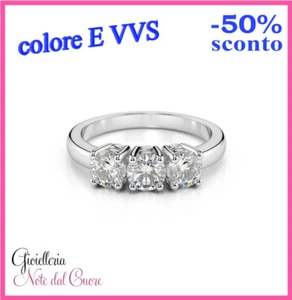 ANELLO TRILOGY ORO BIANCO DIAMANTE NATURALE E VVS 1.20 CARATI CERTIFICATO - Imagen 1 de 4