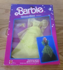 Vintage 1985 Barbie Dream Glow in the Dark Fashions Gown Yellow Dress #2189 NRFB - Picture 1 of 7