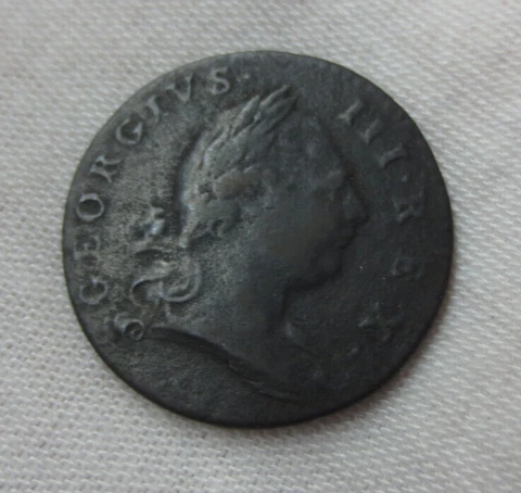 Original 1773 Virginia Halfpenny Colonial w/ Period (Nice Detail) Cover