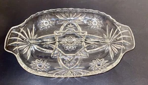 EAPG Anchor Hocking Relish Tray Dish W/ Divider Star of David Pattern -MINT ! - Picture 1 of 1