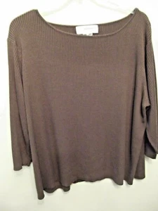 Sag Harbor Womens Brown Acrylic Ribbed Knit Sweater Boat Neck GUC - Picture 1 of 4