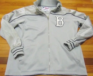 MAJESTIC AUTHENTIC MLB BOSTON RED SOX SILVER HEAVY TRACK JACKET SIZE L - Picture 1 of 3