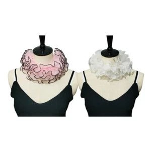 Women Renaissances Organza Ruffle Collar Small Neck Ruff Vintage Chokers Shawl - Picture 1 of 10