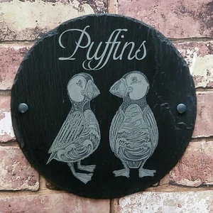 Slate House Sign 30cm Diameter Circle Personalised Laser Engraved & Fixings - Picture 1 of 12