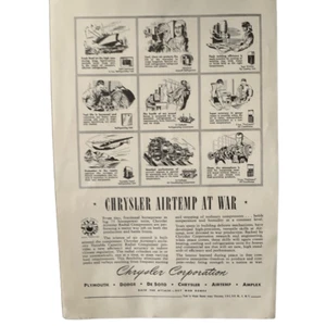 Vintage 1944 Chrysler Airtemp at War Ad Advertisement - Picture 1 of 5