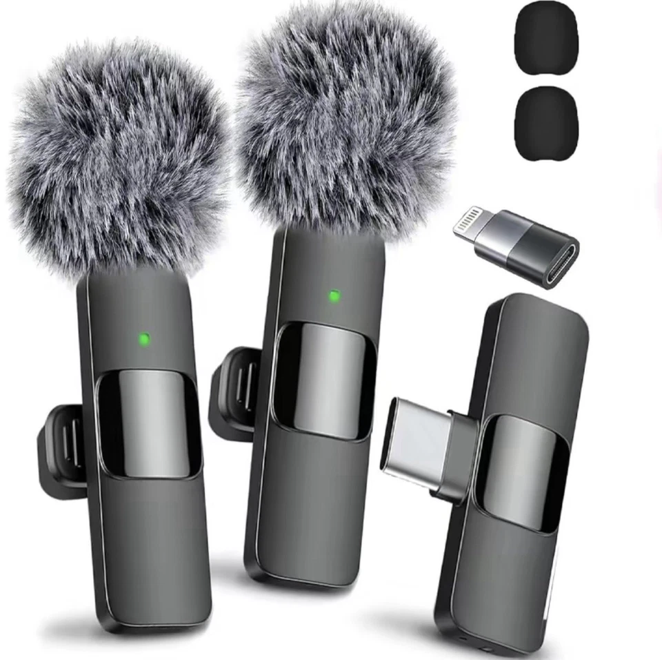 Wireless Microphone For Podcast ASMR TikTok Clip On Mic 2Pack
