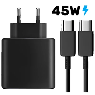 Caricatore Caricabatterie Rapido per Samsung + Cavo USB-C 1,5m 45W Ultra Veloce - Immagine 1 di 4