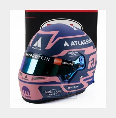 1:2 MINI HELMET Bell Casco F1 Alex Albon #23 2025 Matt Blue Pink MH4100419 - Immagine 1 di 2