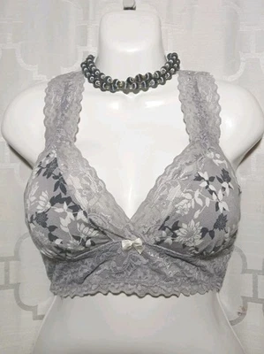 P.J. Bralette de encaje Salvage floral sin alambre talla S gris. Foto 1 de 4