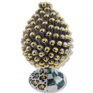 Pigna siciliana Caltagirone serie Èlite, h 25 cm ca. Bianco Antico e gambo decor - Imagen 1 de 1