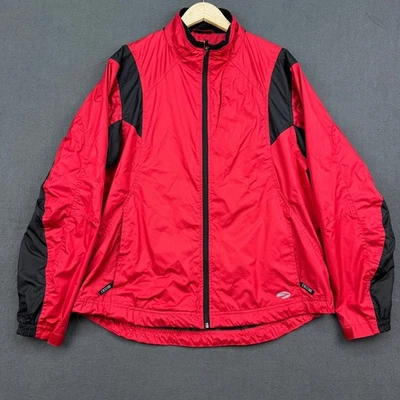 Brooks Running Windbreaker Jacket Men's XL Red Black Lightweight Track Athletic - Image 1 of 4