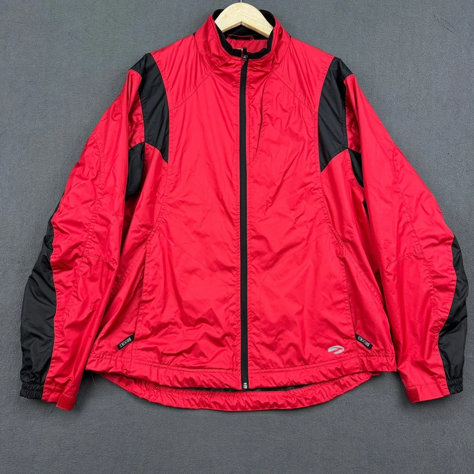 Brooks Running Windbreaker Jacket Men's XL Red Black Lightweight Track Athletic - Image 1 of 4