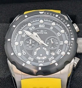 Invicta Speedway Chronograph Men’s Watch Yellow Strap Black Dial 100M New w/ Tag - Picture 1 of 11