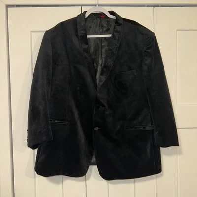 Linea Uomo Men's Black Velvet Blazer Jacket Shawl Lapel Size 52R Formal - Image 1 of 4