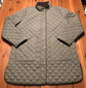 LANDS’ END Chaqueta de Granero Acolchada Verde Abrigo Puffer Tareas Cuello Pana L 14-16 - Imagen 1 de 15