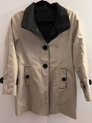 Anne Klein AK SZ XS/ S Beige & Tan Reversible Rain Jacket Coat # 7114 - Image 1 of 4