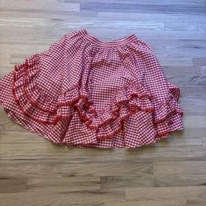 Falda Vintage Rockabilly Roja/Blanca Guinga Círculo Completo Cuadrada Baile Volantes M/L - Imagen 1 de 5