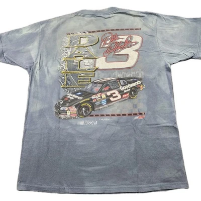 Vintage 1997 Dale Earnhardt NASCAR Shirt Action Sports AOP Front Back Distressed - Image 1 of 4